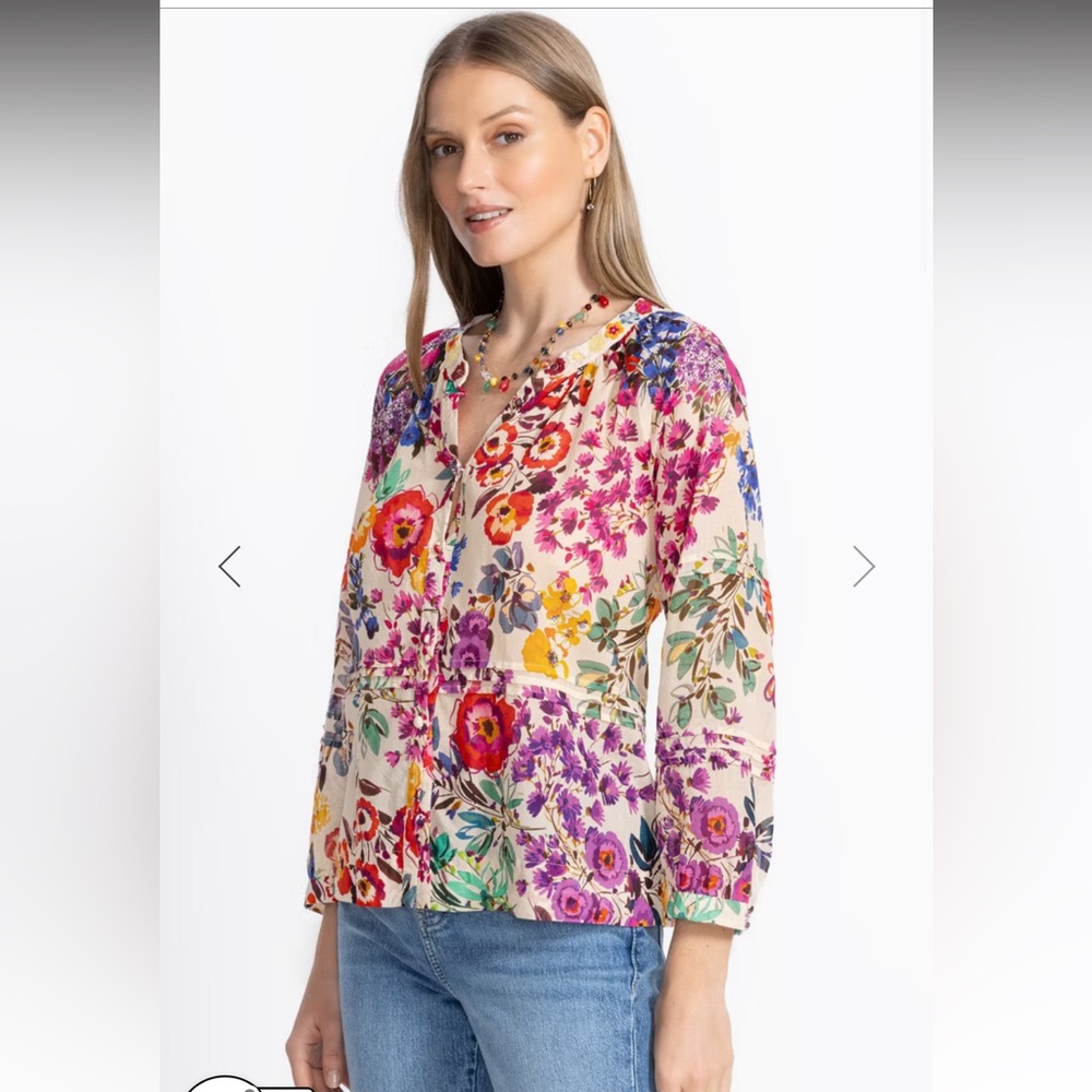 NWT JOHNNY WAS RAGLAN PINTUCK BLOUSE - Picture 3 of 5